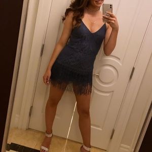 Blue fringe Xenia dress